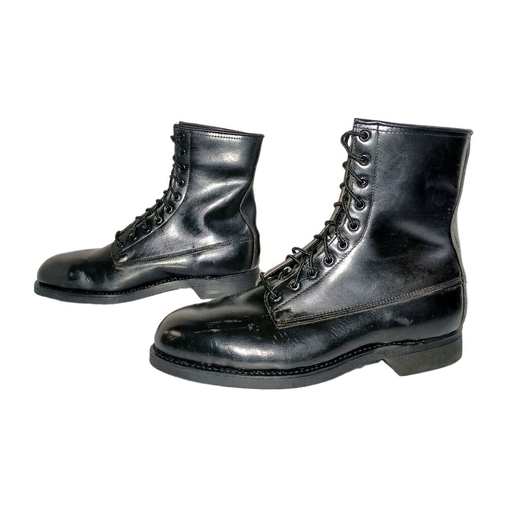 1977 US Army Rangers Addison Shoe Company Combat Boots Mens 9.5W Black Steel Toe